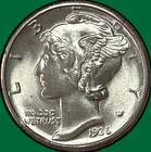 1936-D Mercury Dime Brilliant Uncirculated BU Coin #36636