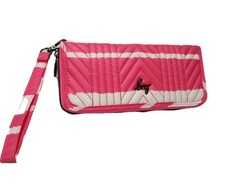 Lug Straddle Wristlet NEW RFID Full Zip Wallet Magenta/Pink Stripe
