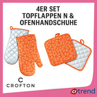 Crofton 4-Teiliges Topflappen & Ofenhandschuh-Set HitzebestäNdig Baumwolle