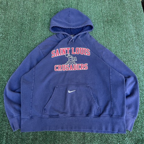 Vintage Y2K Men's Nike Center Pocket Swoosh St. Louis Crusaders Rugby Hoodie 2XL - Picture 1 of 18