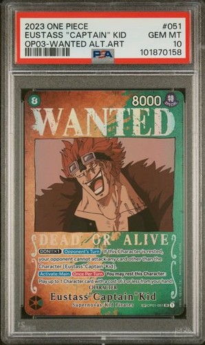 One Piece Captain Kid Wanted PSA 10 0158 Graded Trading Card Collectible