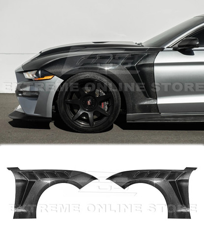 GTD Style Carbon Fiber Pair Front Side Vented Fender For 18-23 Ford Mustang S550