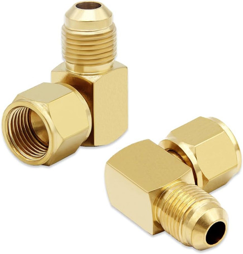 Hooshing 2PCS 90ยฐ Elbow Flare Swivel Fitting 3/8" Female to Male Connector
