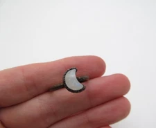 Vintage Moonstone Natural Gemstone Cresent Moon & Paw Print Brass Ring Sz 8