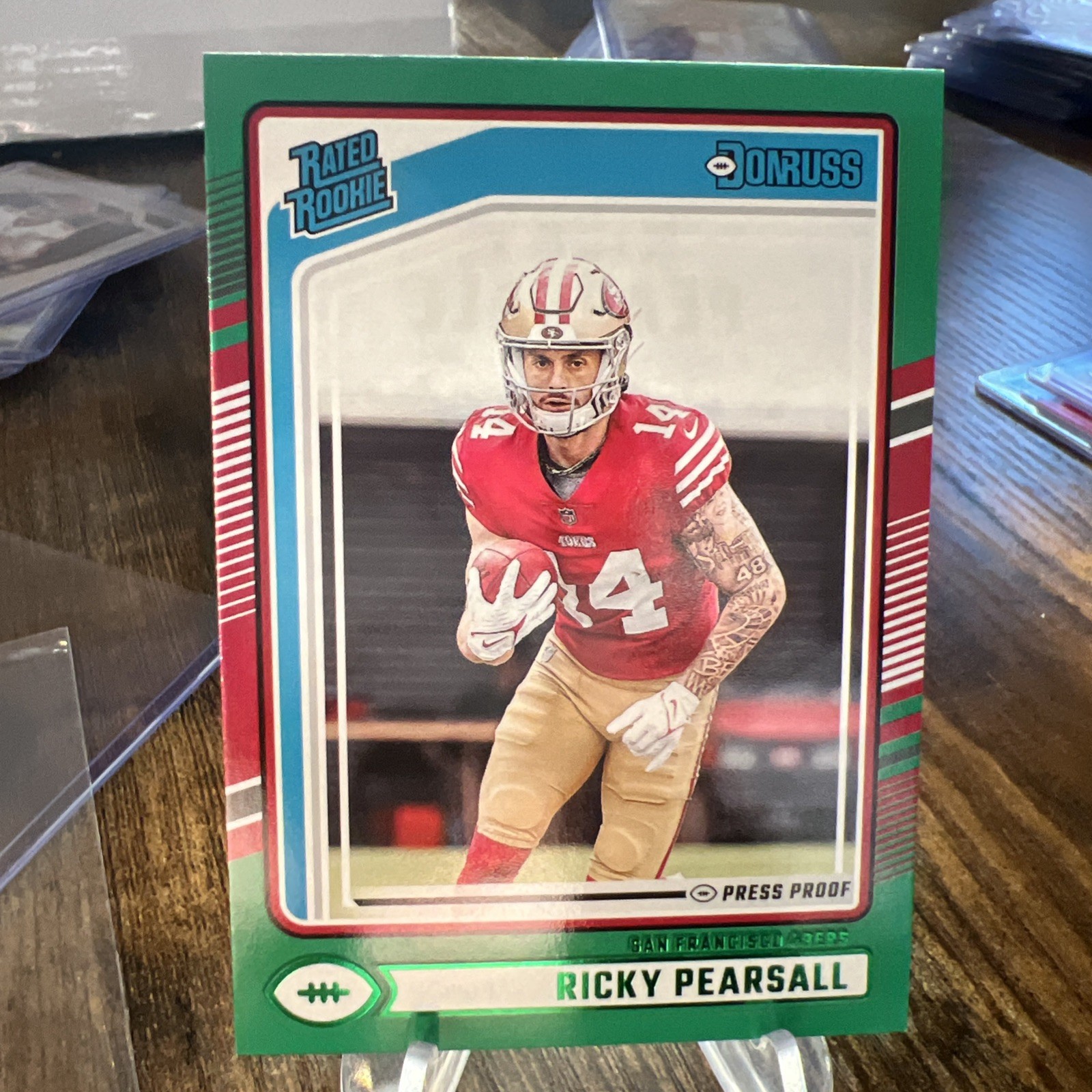 2024 Panini Donruss Rated Rookie Ricky Pearsall #318 Green Press Proof RC 49ers