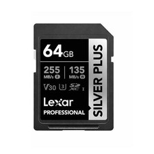 Lexar 64GB SDXC Silver Plus R255/W135MB/s V30 SD CARD