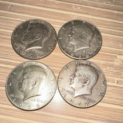 1966 1967 1969 Kennedy Half Dollar 50C Lot of 4 Circulated US Coins