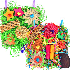 KATUMO Bird Toys - Parrot Grass Mat Foraging Wall Toys Shredder for Cockatiel, C