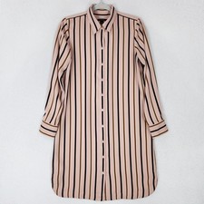 Ann Taylor Dress Womens Small Pink Striped Button Front Long Sleeve Shirt Career
