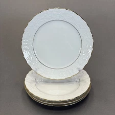 Mitterteich Bavaria Salad Plate 7 5/8" Set of 4 Gold Trim Verge Embossed Flower