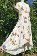 FREE PEOPLE DRESS Grunge High Low MEDIUM Cap Sleeve Floral 90s Style Flower M