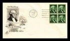 Dr Jim Stamps Geo Washington 1C Regular Postage Block ArtCraft First Day Cover