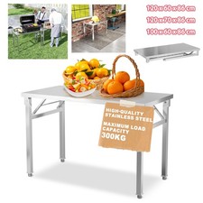 Klappbar Arbeitstisch Edelstahltisch Esstisch Küchentisch 100/120 cm Max 300kg