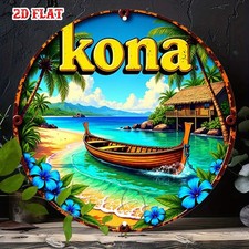 Hawaiian Tropical Beach Kona Coast Tin Metal Signs Home D cor 8x8
