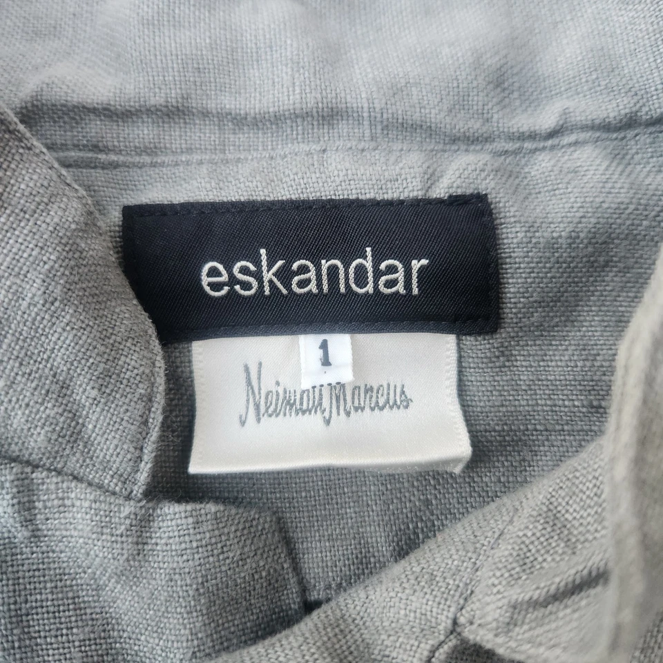 Eskandar Neiman Marcus 100% Linen Wide Mandarin Jacket With Pockets Size 1 - Image 3 of 4