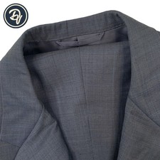 Mens 52 R Hickey Freeman X Loro Piana Tasmanian 120's Charcoal Windowpane Plaid