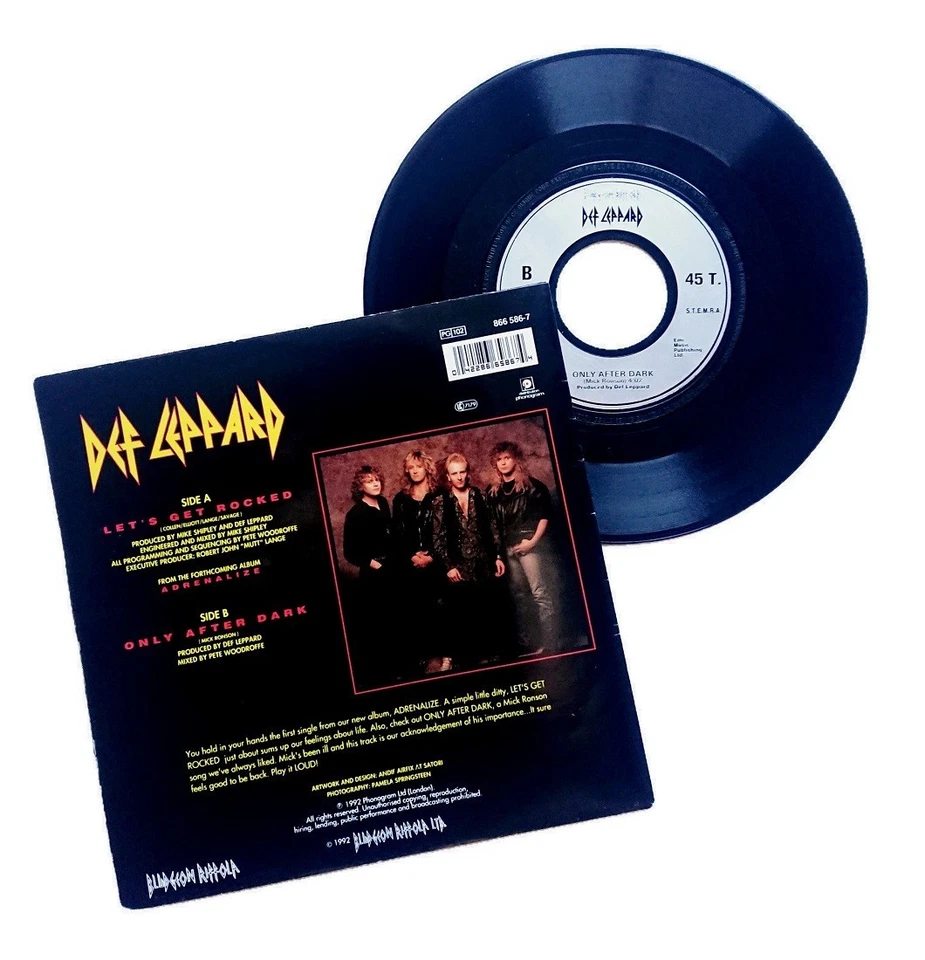 DEF LEPPARD - Let's Get Rocked - Vinyl Single + Poster - Ltd. Original 1992 - Photo 4/4
