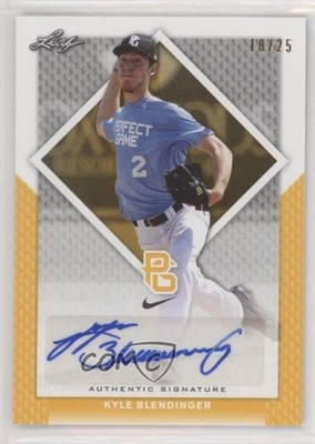 2016 Leaf Perfect Game National Showcase Yellow 18/25 Kyle Blendinger Auto 0a2