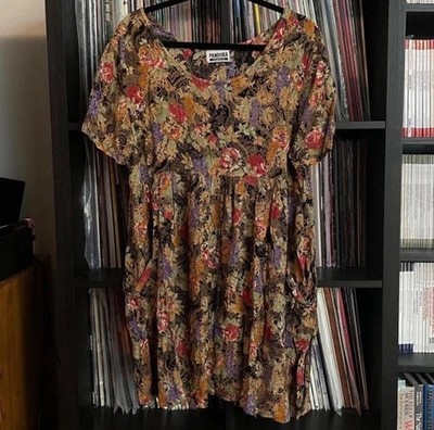 Pandora Casuals Women's Floral 90s Grunge Pink Paisley A-Line Babydoll Dress