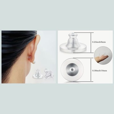 Ear Lift Earring Support, Magic Backs, Plastic Disk Earring Lifters - 6 Pairs
