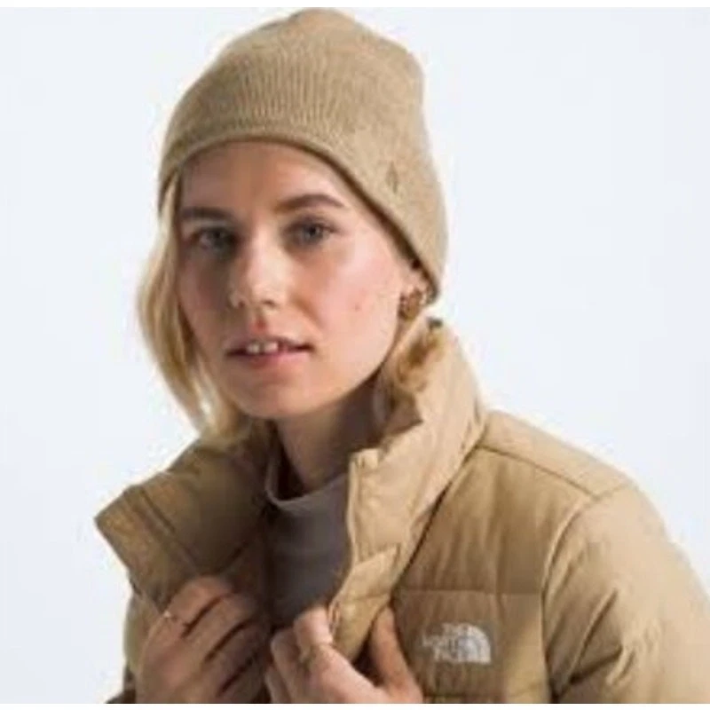 The North Face Men Jim Beanie Hat Interior Fleece Earband Almond Butter Heather