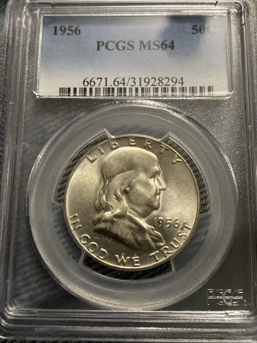 1956 Franklin Half Dollar Boston Collection MS64 FBL PCGS Blue Label