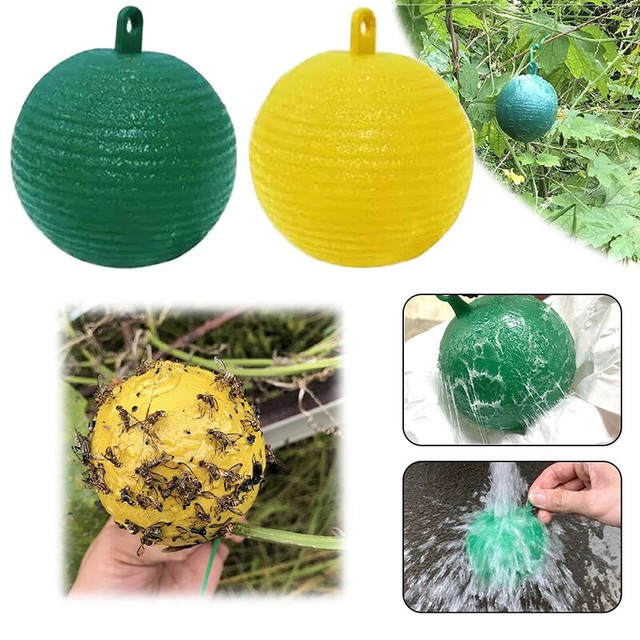 Hanging Ball Fruit Fly Catcher Sticky Trap Disposable Wasp Bee Yellow JaS-u- FG11314 Hanging Ball Fruit Fly Catcher Sticky Trap Disposable Wasp Bee Yellow JaS-u- FG11314
