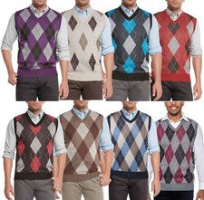 True Rock Men's Argyle and Solid V-Neck Fashion Sweater Vest NEW