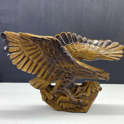 TOP! Natural Tiger's eye quartz carved Eagle skull crystal reiki healing Decor