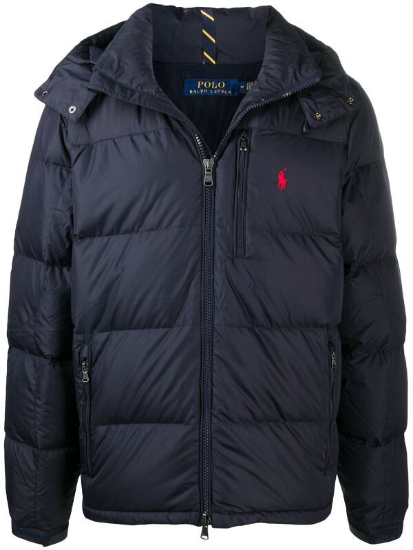 Giacca con piumino Ralph Lauren $368 taglia XL Small pony oca blu navy NUOVA