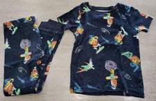 boys CARTERS size 7 SKATEBOARD ASTRONAUTS PAJAMAS 2 PC SET black colorful