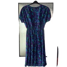 Hand made beautiful dress 36 inches across front electric blue