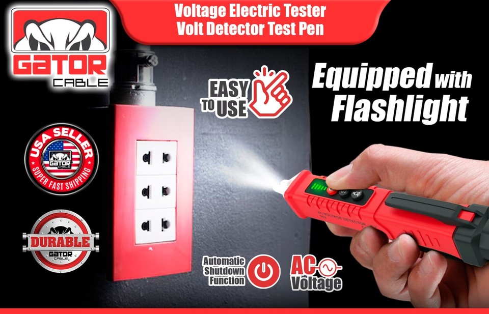 Voltage Electric Tester Volt Detector Test Pen Non-Contact Sensor AC DC ...