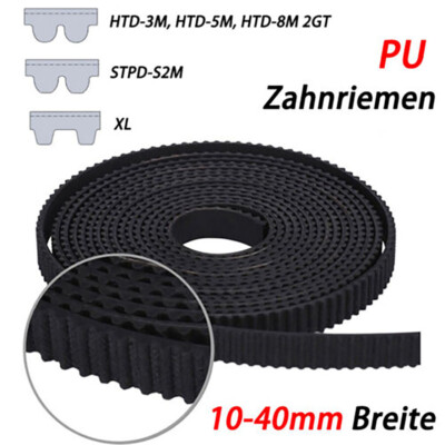 Schwarz Öffnen Zahnriemen HTD / STPD / 2GT / XL 6-40mm Breite für CNC,3D-Drucker