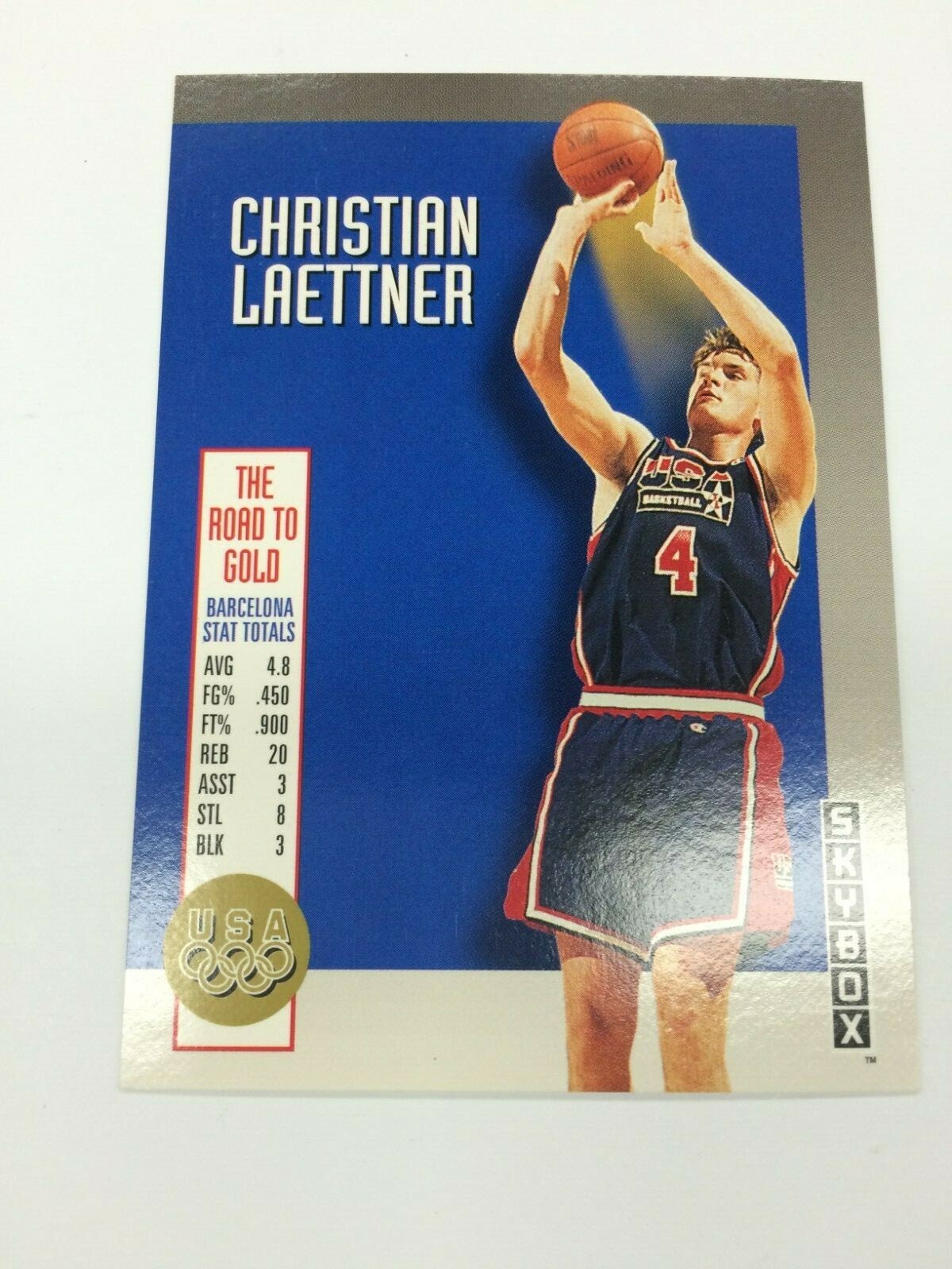 1992-93 Skybox NBA Basketball Card Olympic Team Card USA9 Christian Laettner