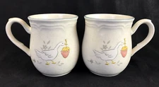 International Stoneware Marmalade Japan Coffee Cup Mug Geese Strawberry Set of 2