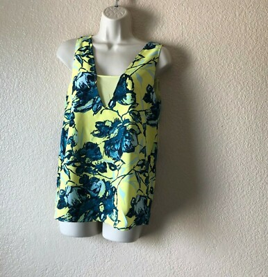 Cooper & Ella Empower Green Floral Print Layered Overlay Tank Top S D014 $120