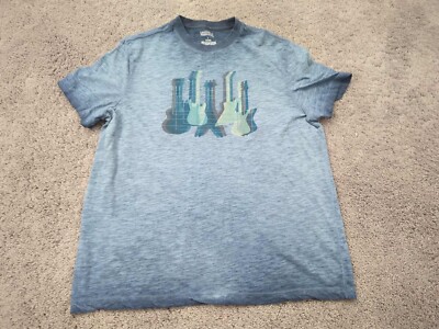Cremieux T Shirt Mens Large Blue Guitar Heaven Design in Chord D Blues Note