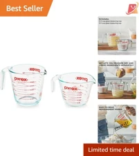 Precision Glass Measuring Cup Set - 2-Piece with Easy Pour Spouts & Measurements