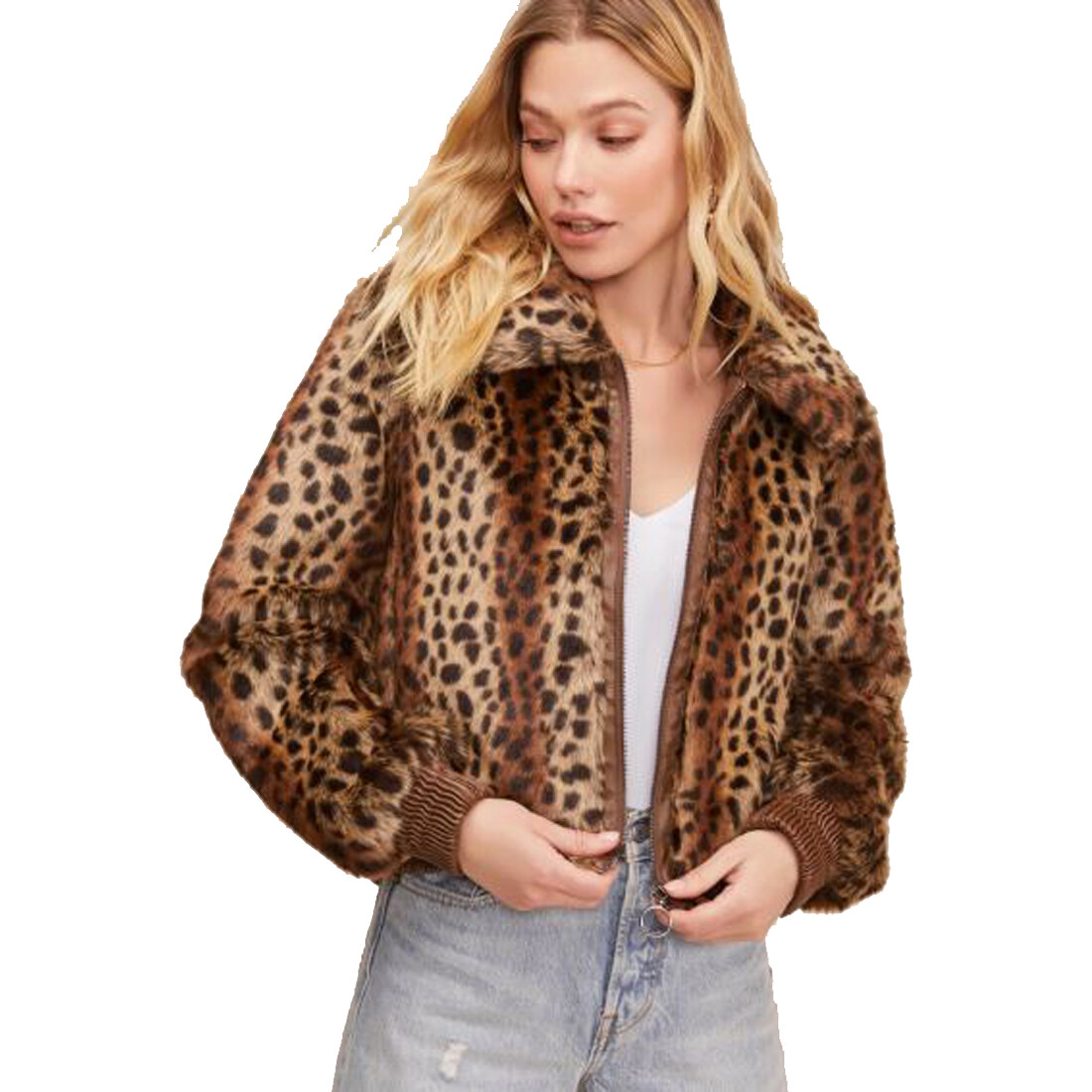 ASTR лейбл Remy Leopard Jacket, Leopard Shadow, Small