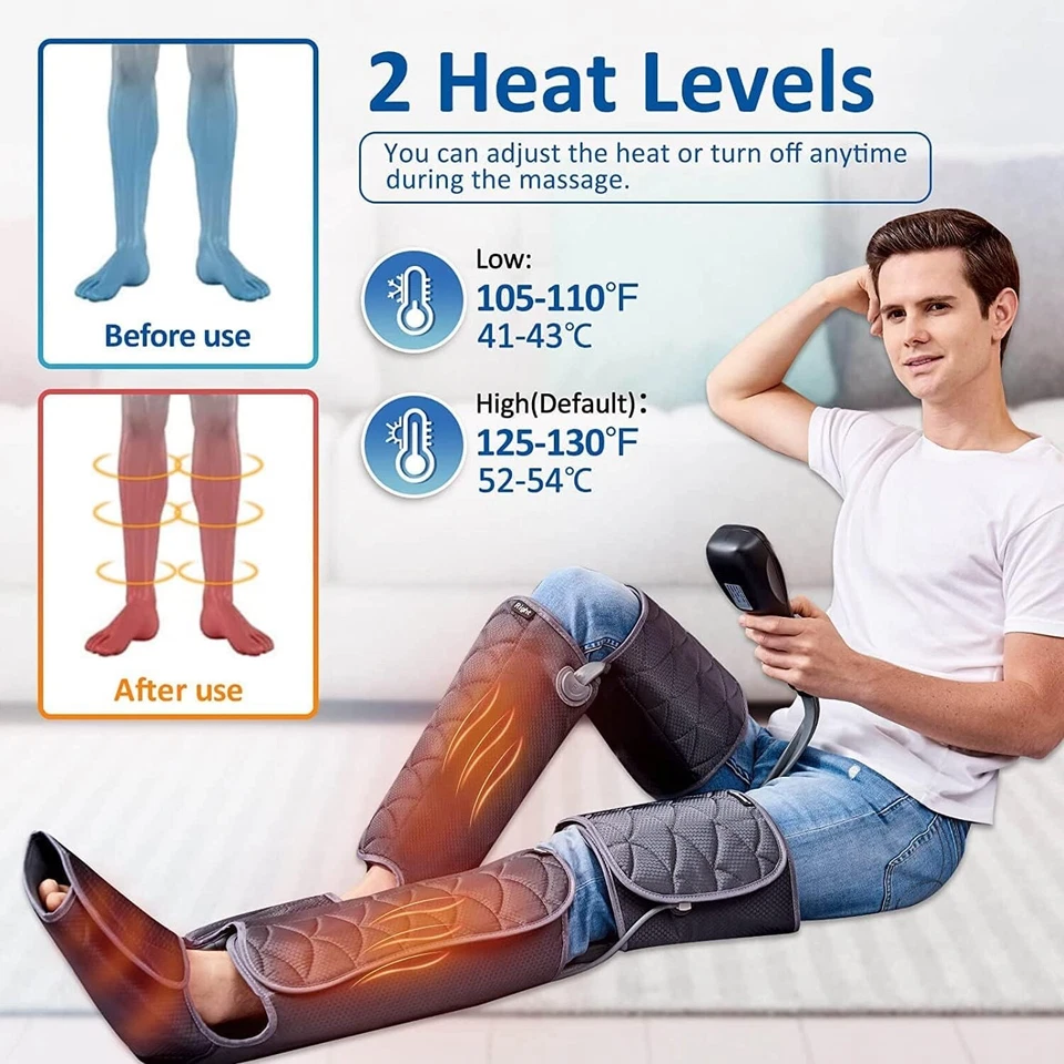 Masajeador de piernas para circulación y relajación, compresión de aire con calor Foto 2 de 4
