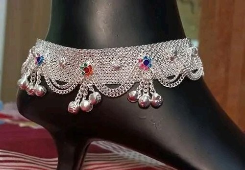 Bracelet De Cheville Indien En Laiton Argenté - 25 Cm - Neuf Sans Emballage - Pour Danse Du Ventre