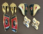Lot Of 4 Pairs Vintage Enamel Signed Monet Trifari Premier Designs Earrings