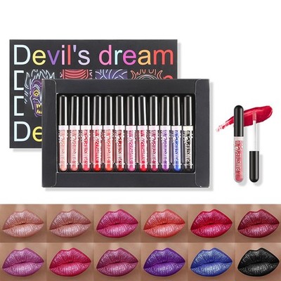 12 Farben Glitter Lipgloss Set, Matte Glitzer Lippenstift Metallic Pearl Lipg...