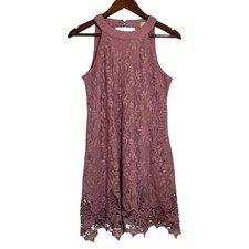 Altar’d State Mauve Pink Lace Crochet Sleeveless Swing Dress Small