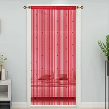  Beaded String Curtains for Doorways, Red 39 x 110 inches, Crystal Beads 
