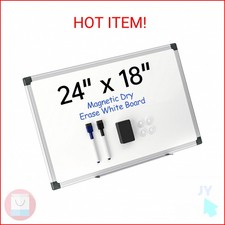 VUSIGN 24" x 18" Magnetic Whiteboard for Wall, Dry Erase Board with Silver Frame