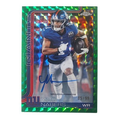 2025 Topps Chrome - Autographs Malik Nabers #BA-MN Green Geometric Refractor /99