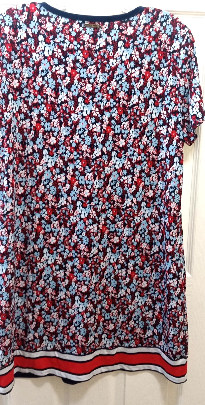 Abito tubino donna Michael Kors floreale taglia L casual rosso blu estivo leggero