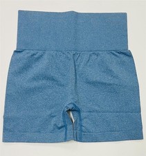 Blue Seamless High Waisted Tummy Control Butt Lifting Workout Shorts Size Medium